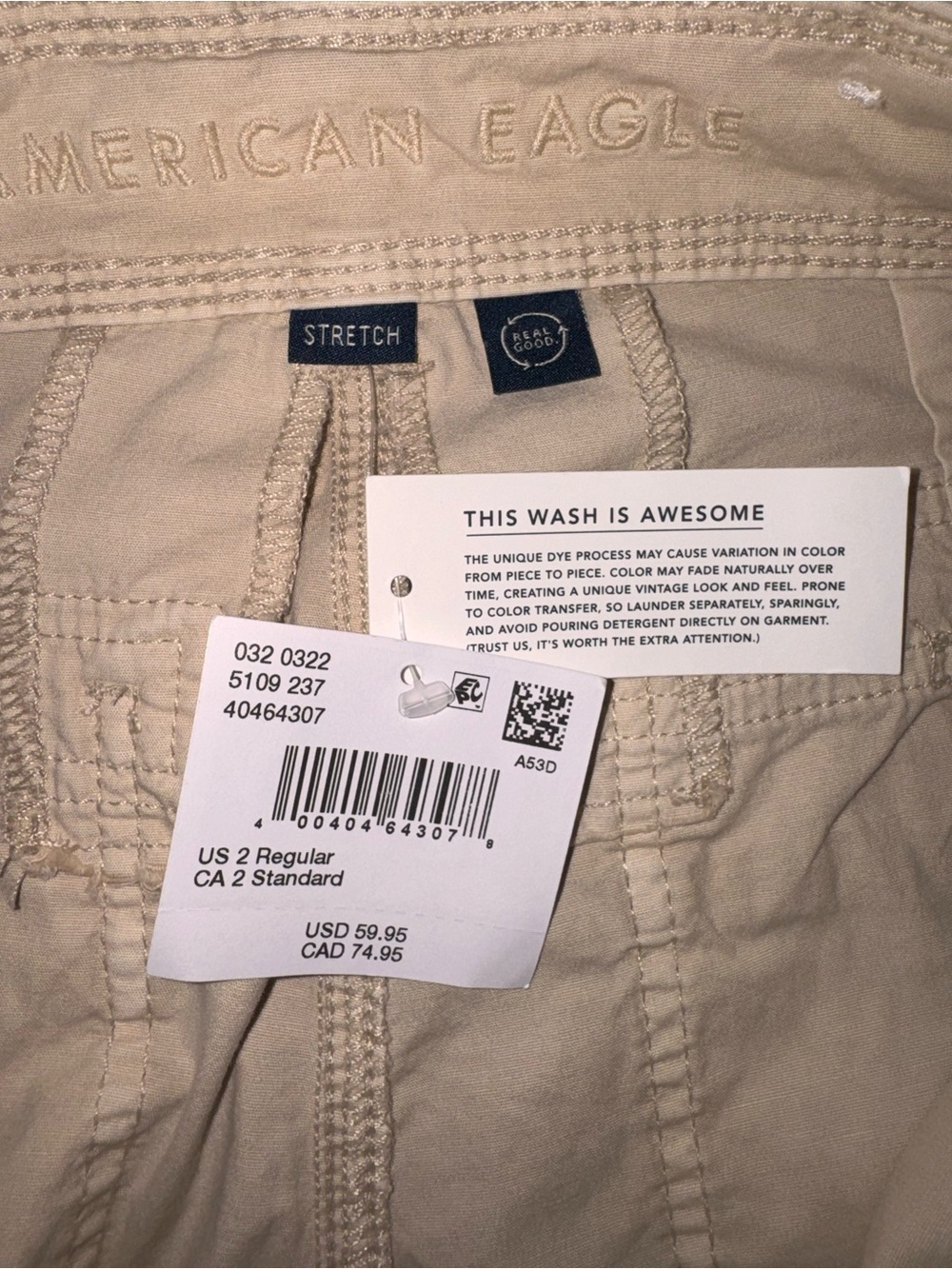 American Eagle Outfitters Beige Cargo Jogger Track Pants Sz. 2 - Picture 11 of 12